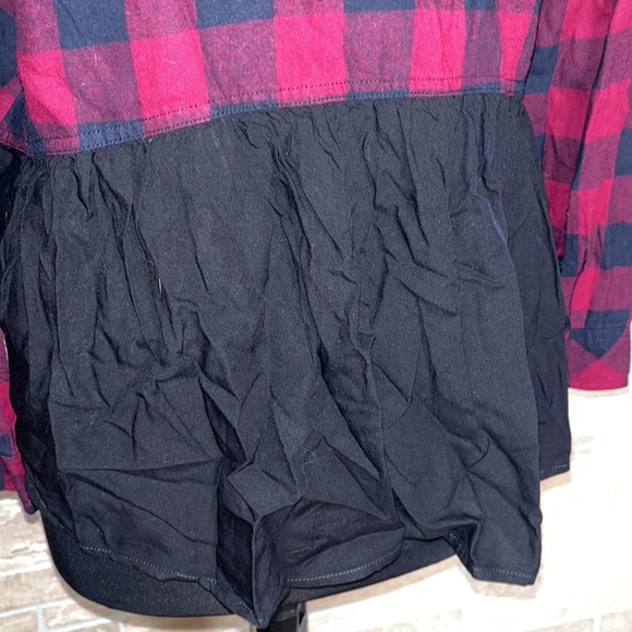 Beach Lunch Lounge Collection Flannel Shirt Chiffon Back Size Large Button Up - Picture 8 of 9